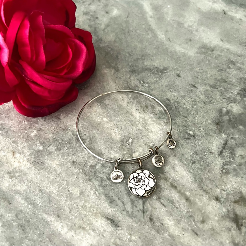 Alex and Ani Nana Silver Bangle Bracelet Charm flower